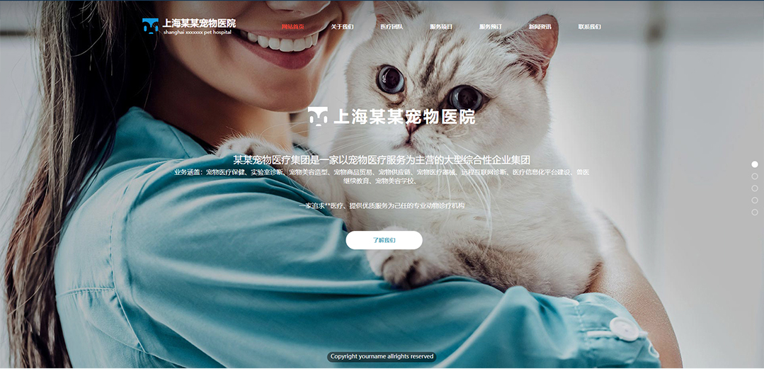 (帶手機版數(shù)據(jù)同步)自適應寵物類寵物醫(yī)院網(wǎng)站模板